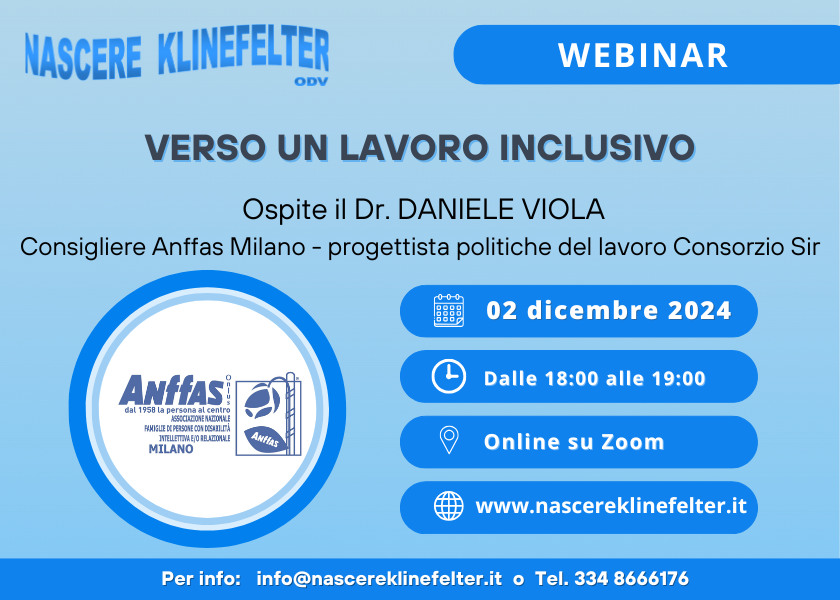 Webinar VERSO UN LAVORO INCLUSIVO - Nascere Klinefelter-odv